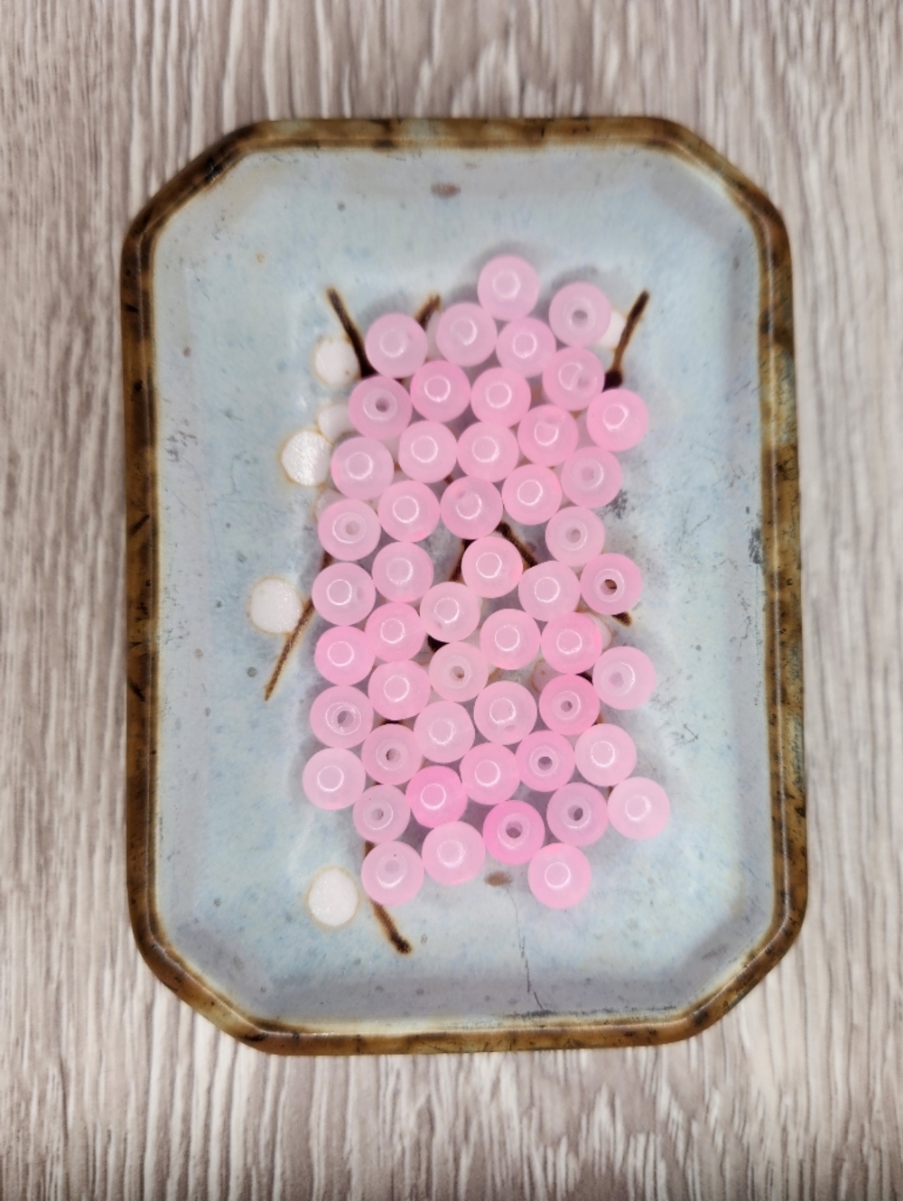 6mm Pink Glass Beads Crackle Appearance 50 Count #142